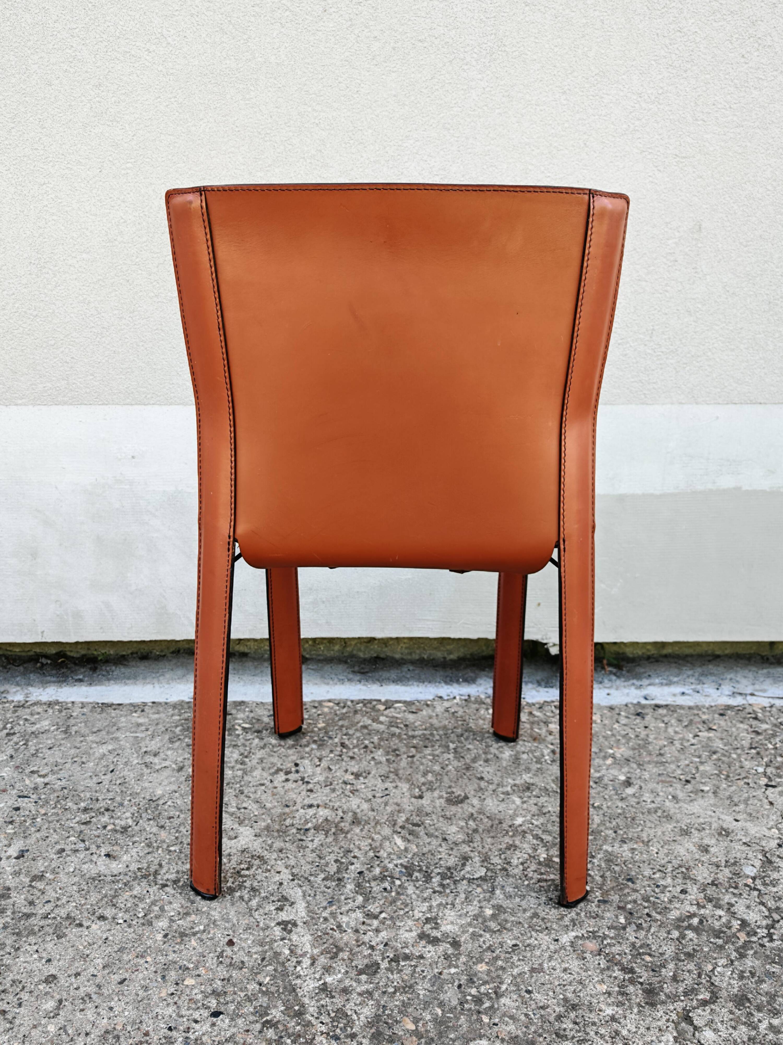 Postmodern pair of leather chairs by Giancarlo Vegni for Fasem 1984