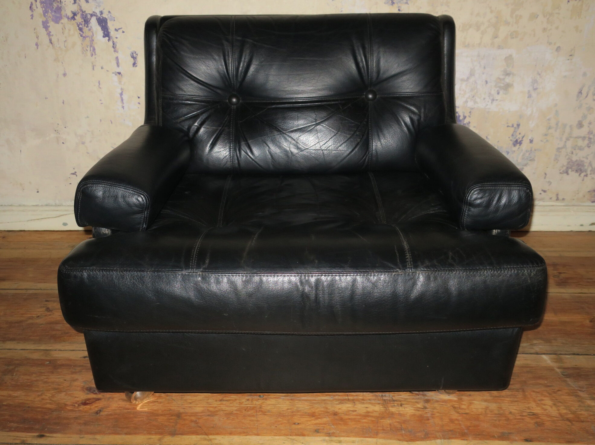 Black leather lounge chair from Dux International, Sweden 1960s