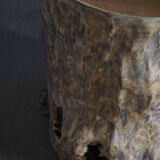 Sculptural Norwegian trunk chair in mid-century brutalist solid wood.