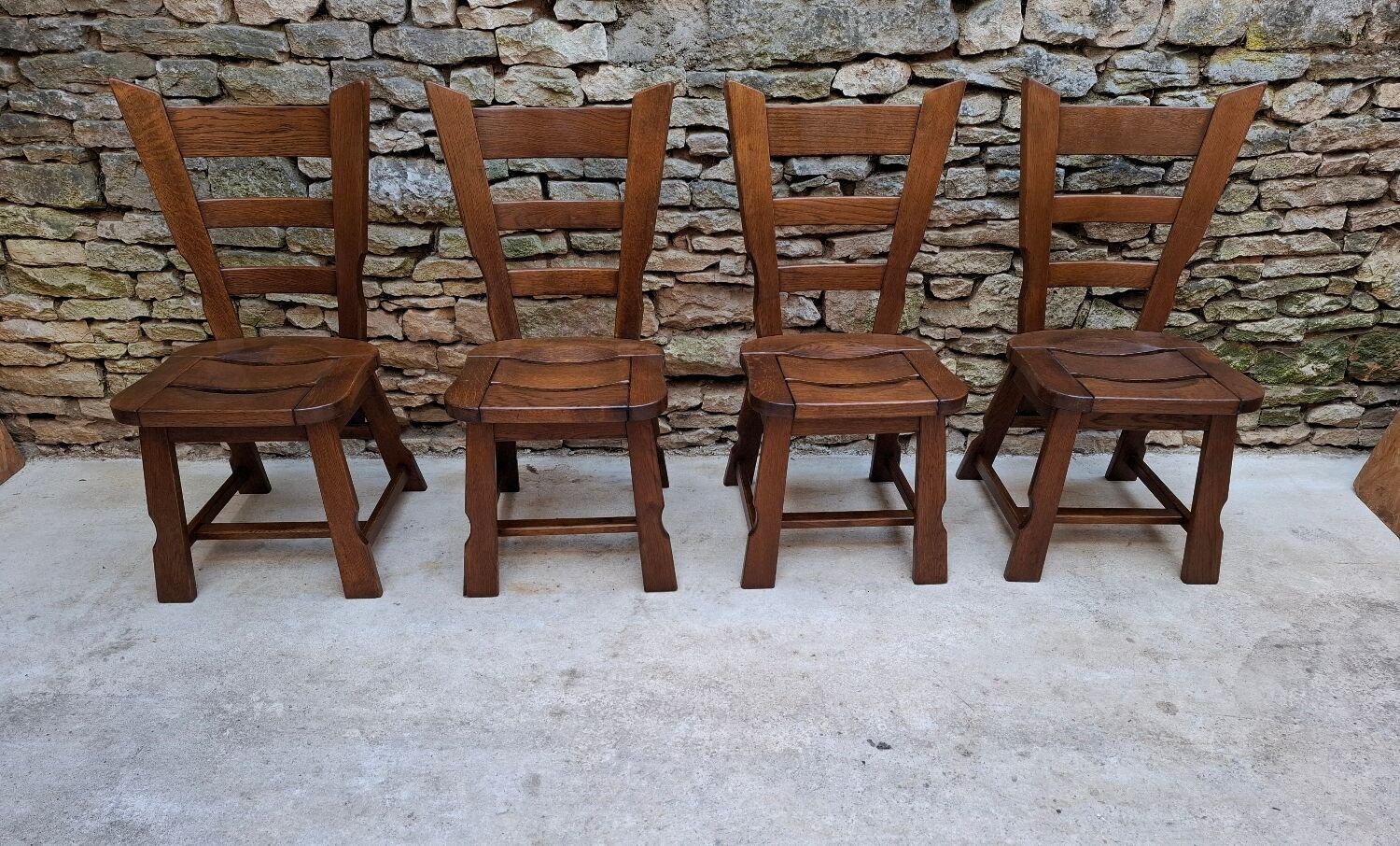 Brutalist oak chairs