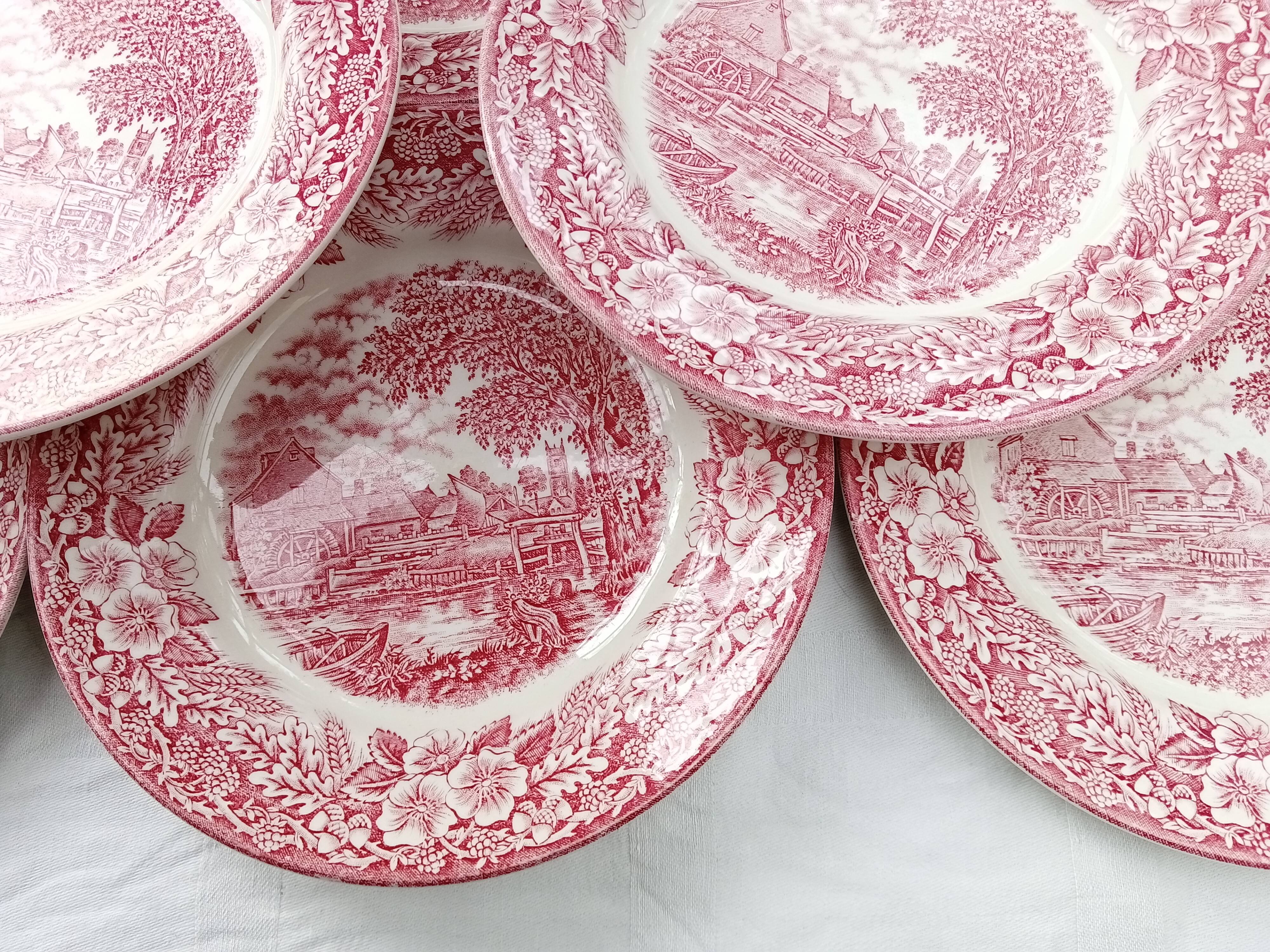 12 English dessert plates