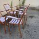 4 Chaises style tolix vintage -en métal et bois. 1950s. Vintage français. - jolie patine - intérieur ou extérieur couvert - peinture