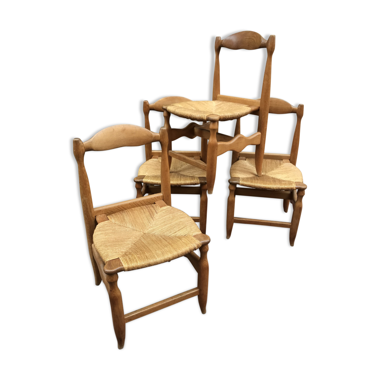 Lot de 4 chaises de Guillerme & Chambron 1960