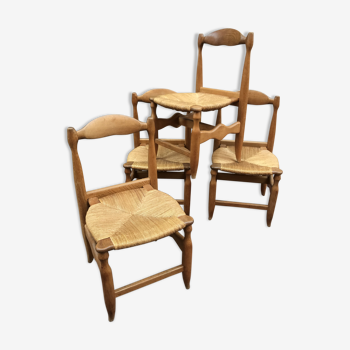 Lot de 4 chaises de Guillerme & Chambron 1960