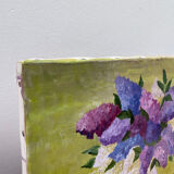 Painting bouquet of lilacs oil on canvas