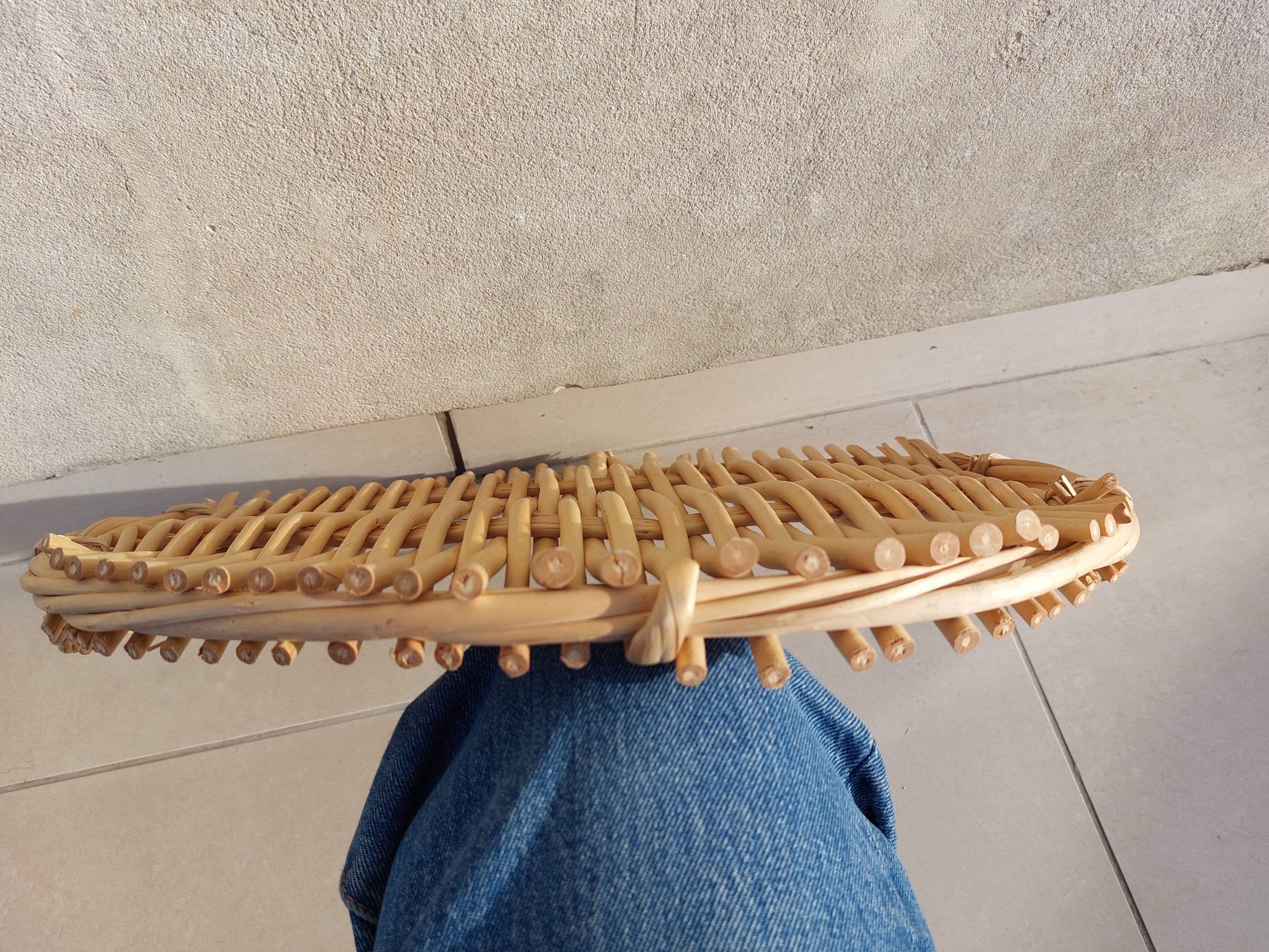 Vintage oval bamboo tray