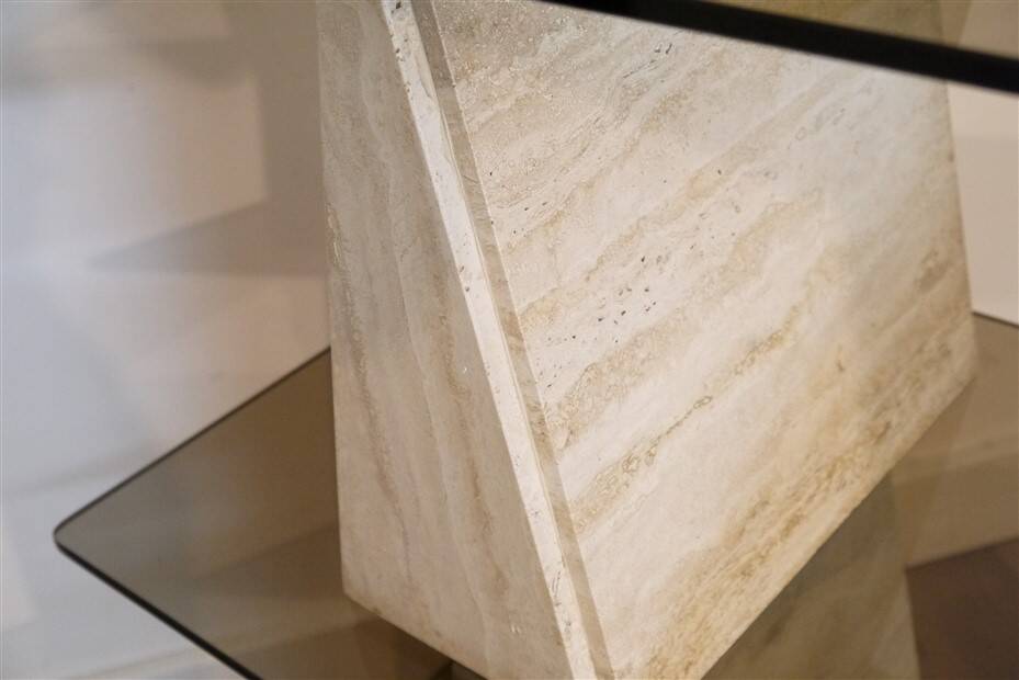 Italian travertine and glass shelf 1970