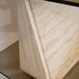 Italian travertine and glass shelf 1970