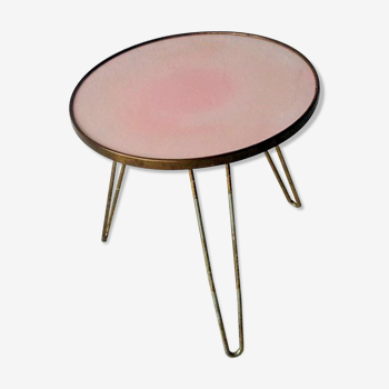 Brass and rose formica table, 1950s