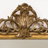Miroir ancien en or jaune avec écusson du XIXe siècle