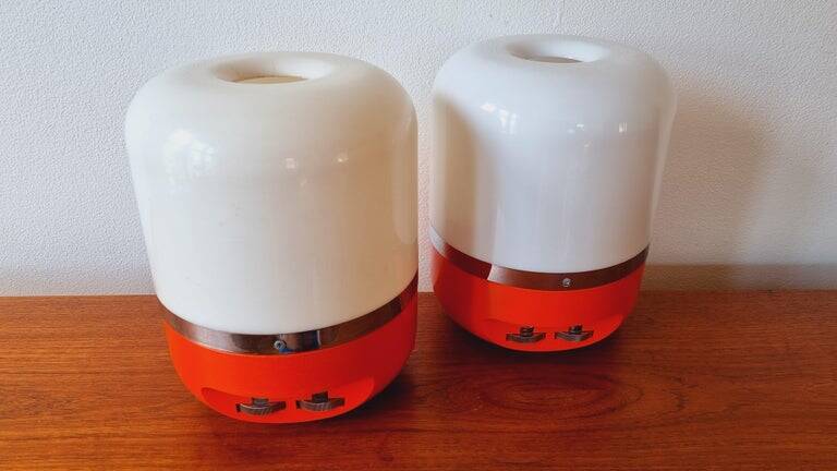 Two Midcentury Table Lamps, Space Age, Adriano Rampoldi, Italy, 1970s