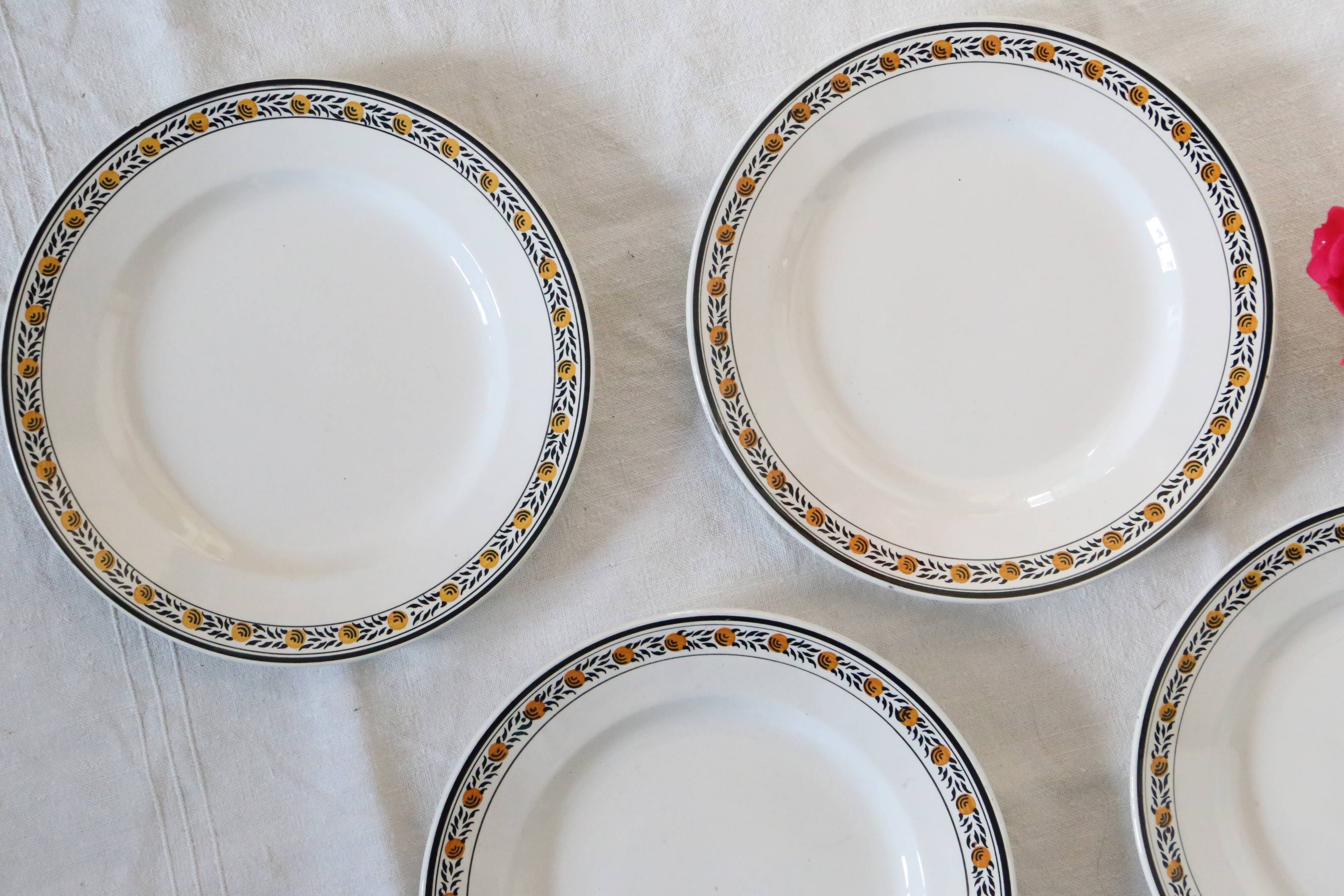 Set of 6 dinner plates, Digoin Sarreguemines, Valence model