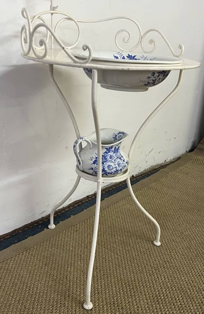 Antique wrought iron dressing table / Vintage bathroom cabinet