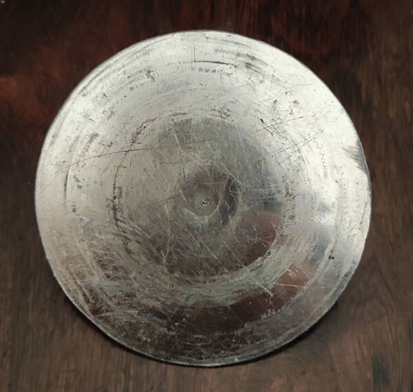 Ancien pot à biscuits/sucrier métal argenté et verre