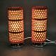Pair of Red Perforated Metal Space Age Table Lamps, Czechoslovakia, 1970s