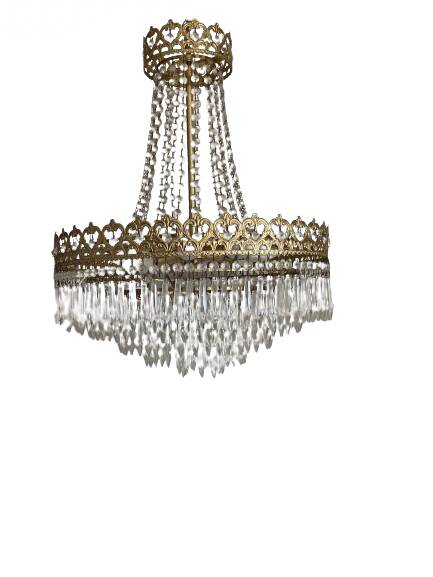 Antique brass hot air balloon chandelier with tassels