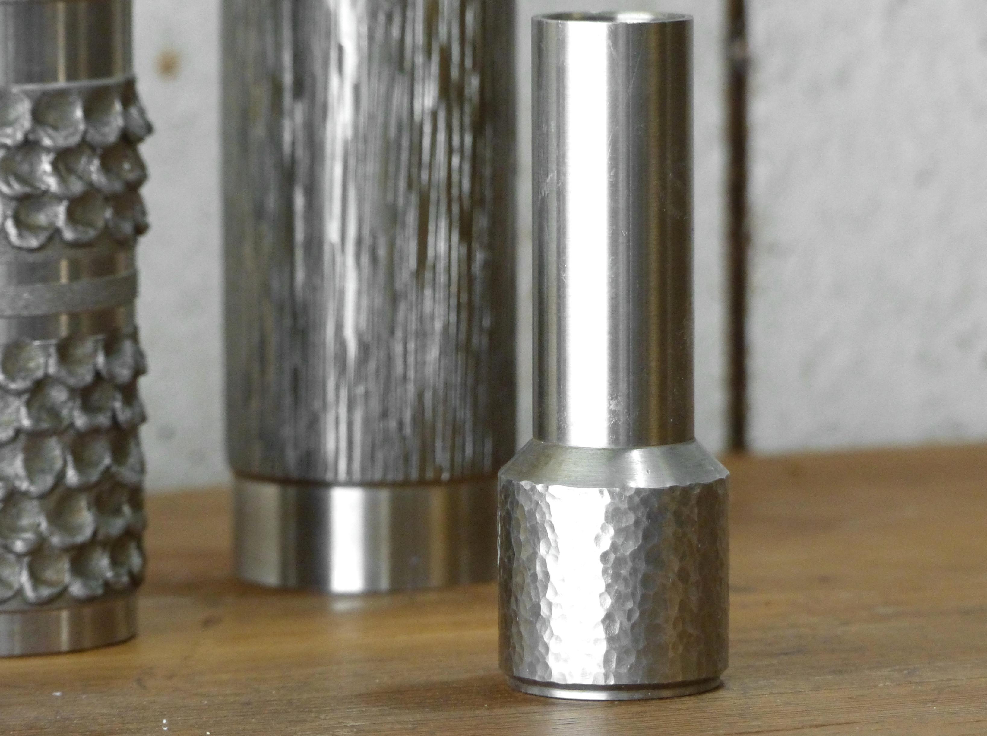 Set of 5 brutalist steel vases