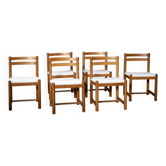 6X Scandinavian solid oak dining chair, 1960s