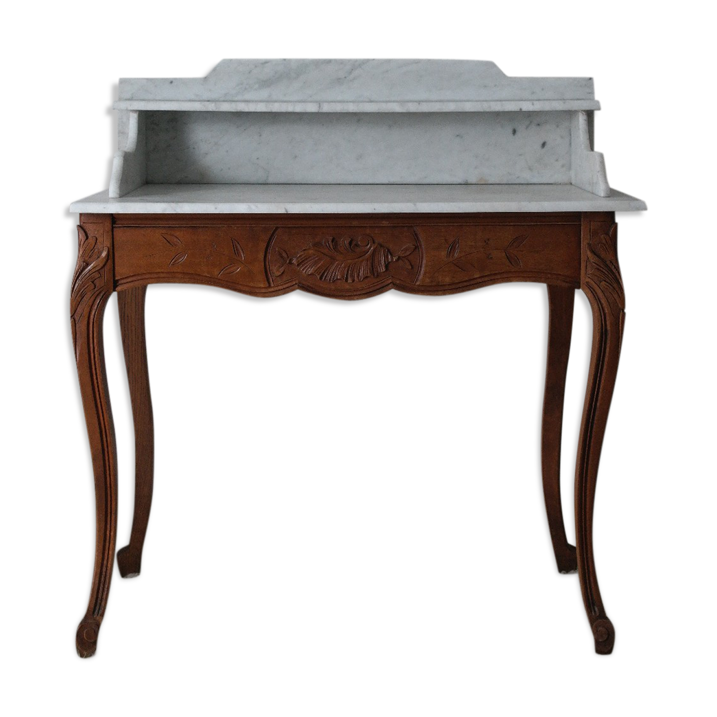 Louis XV-style toilet table in walnut and marble