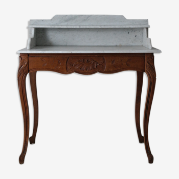 Table de toilette style Louis XV en noyer et marbre