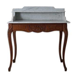 Louis XV-style toilet table in walnut and marble