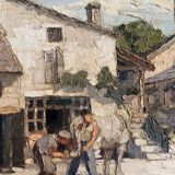 Ancien Tableau Eglise de Chapaize (Saône-et-Loire) Maréchal ferrant HSP signé
