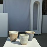 Lot de 3 tasses en céramique indonésienne (noir, mat brun & glacé moucheté)