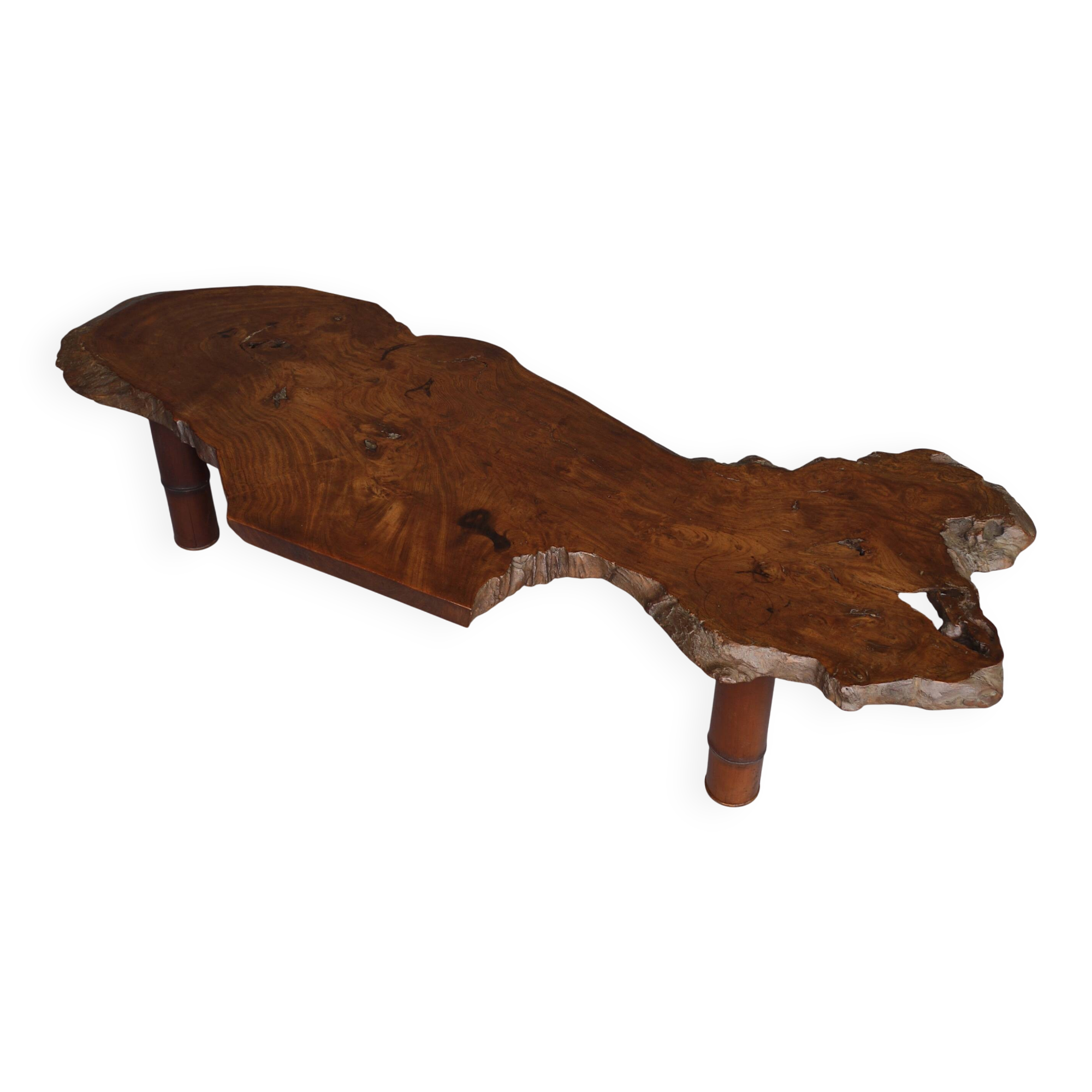 Japanese Showa Period Bamboo and Elm wood Coffee Table, 1960s