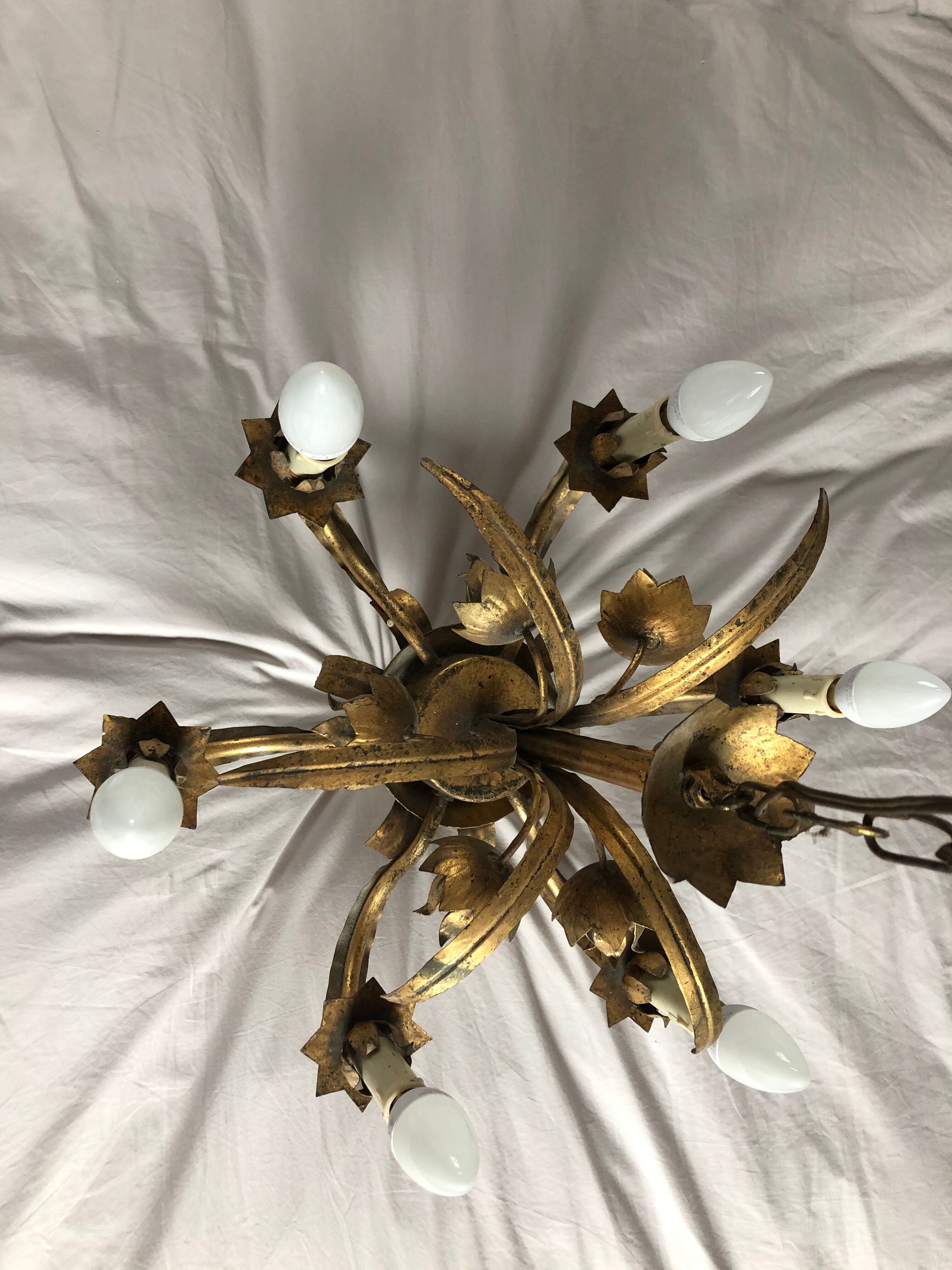 Golden metal chandelier