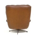 Rotating Scandinavian leather armchair, Swivel Sweden, 1970