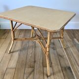 Table basse en rotin et bambou années 60