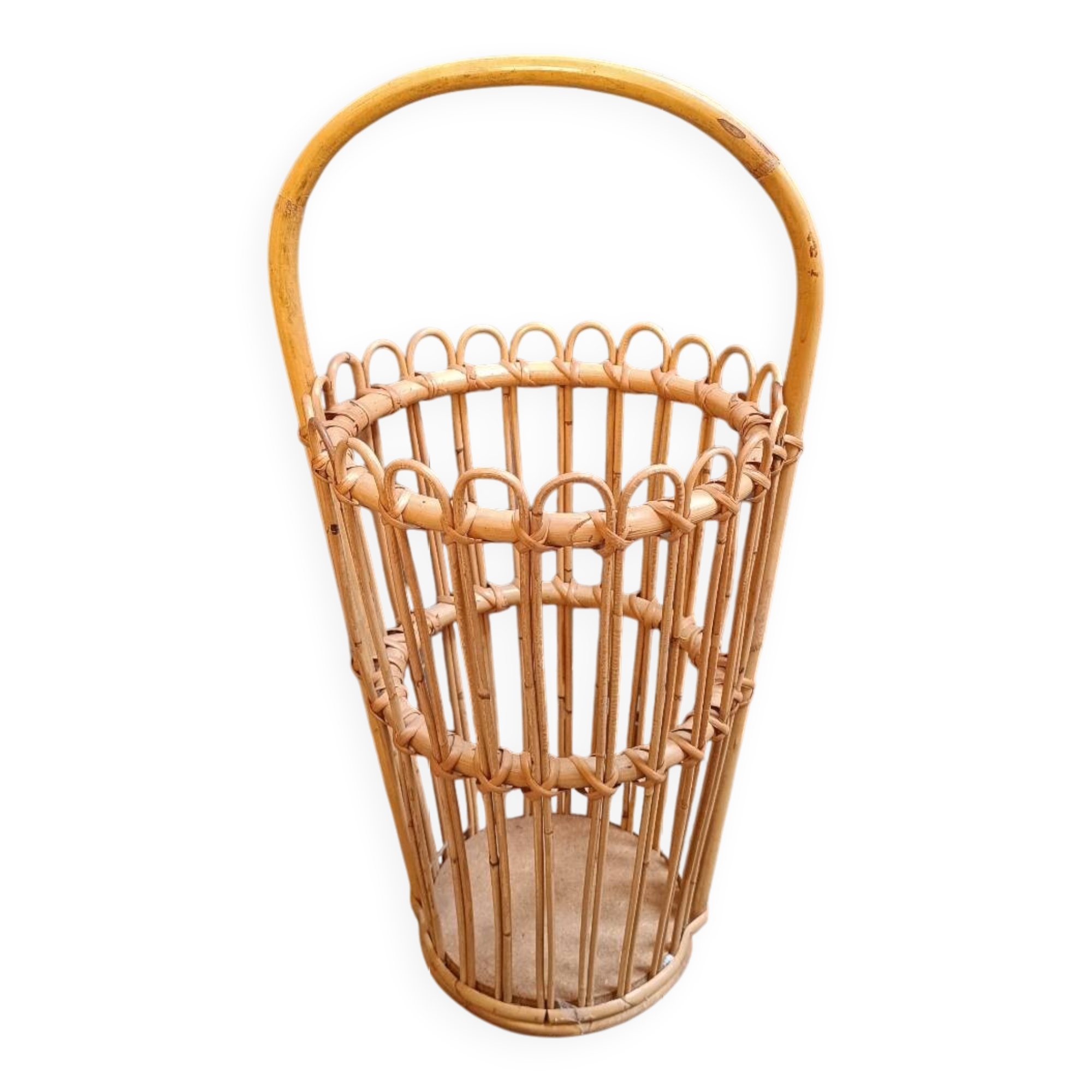 Vintage rattan wicker umbrella stand