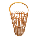 Vintage rattan wicker umbrella stand