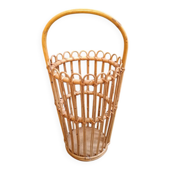 Vintage rattan wicker umbrella stand
