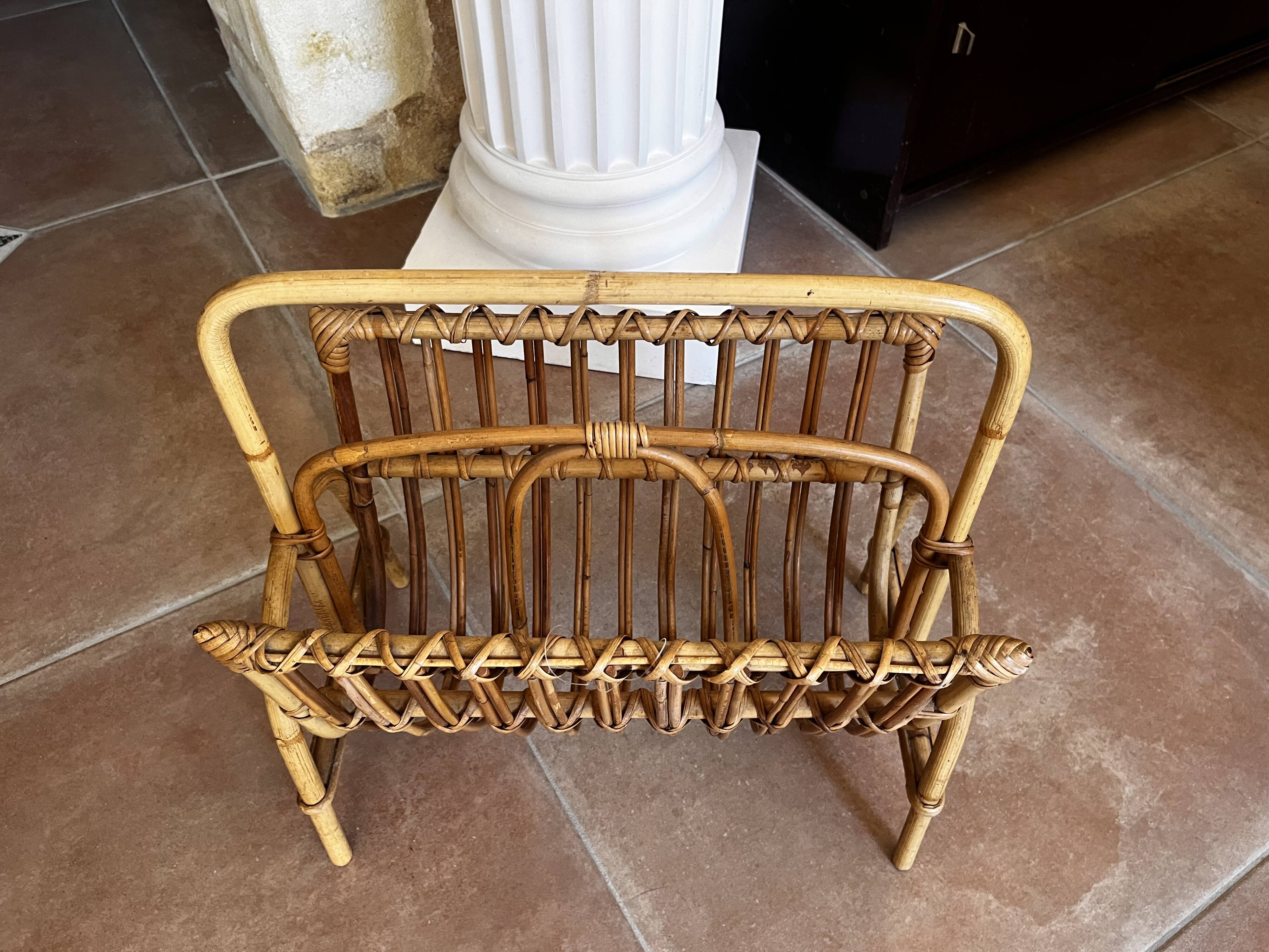 Rattan magazine rack