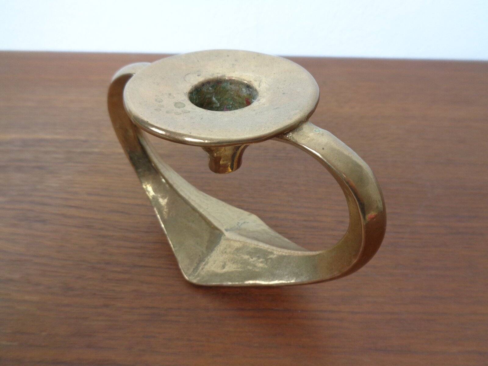 Brutalist Heart-Shaped Bronze Candlestick by Michael Harjes, 1960s