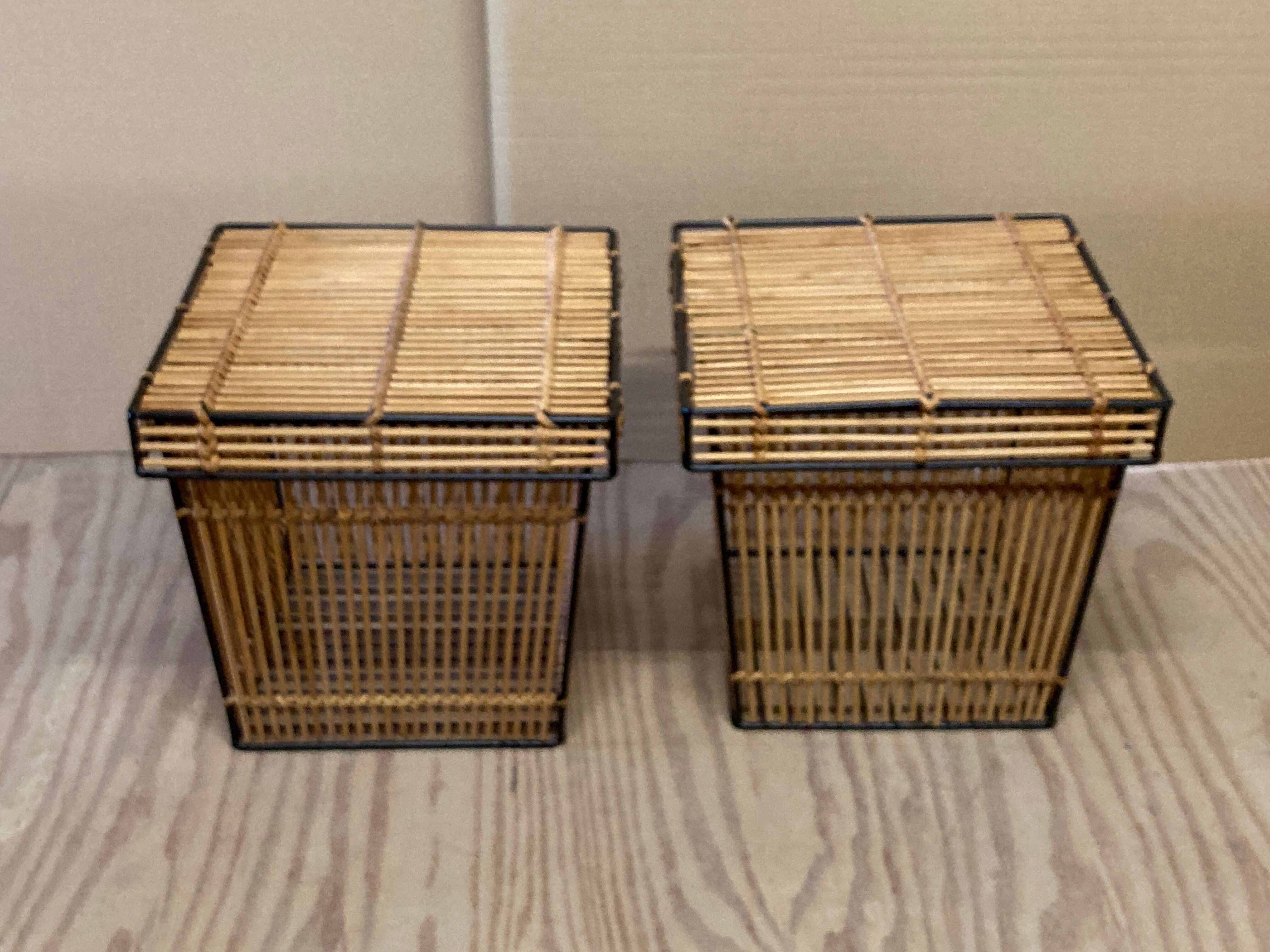 Boîtes ou paniers vintage en rotin et osier par Rohe Noordwolde, années 1960