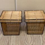 Vintage rattan wicker boxes or baskets by rohe noordwolde, 1960s