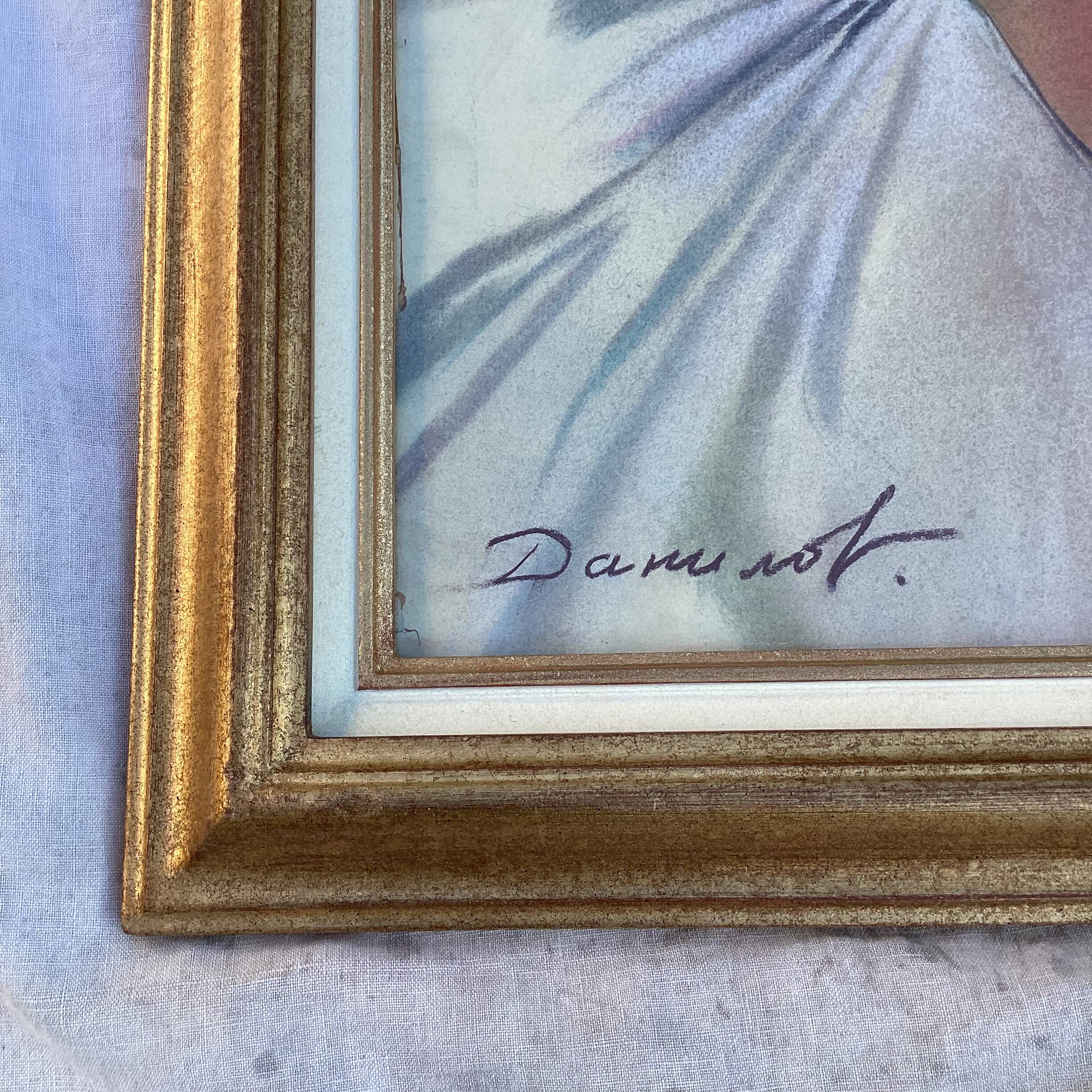 Signed pastel painting on paper < Young woman > dimensions: height -60cm- width -75cm-