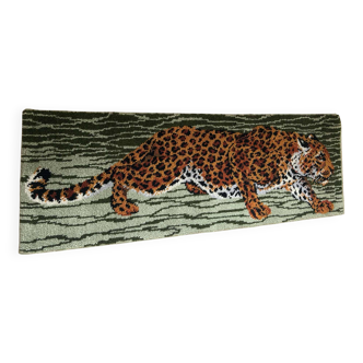 Vintage wool rug featuring a leopard (tiger)