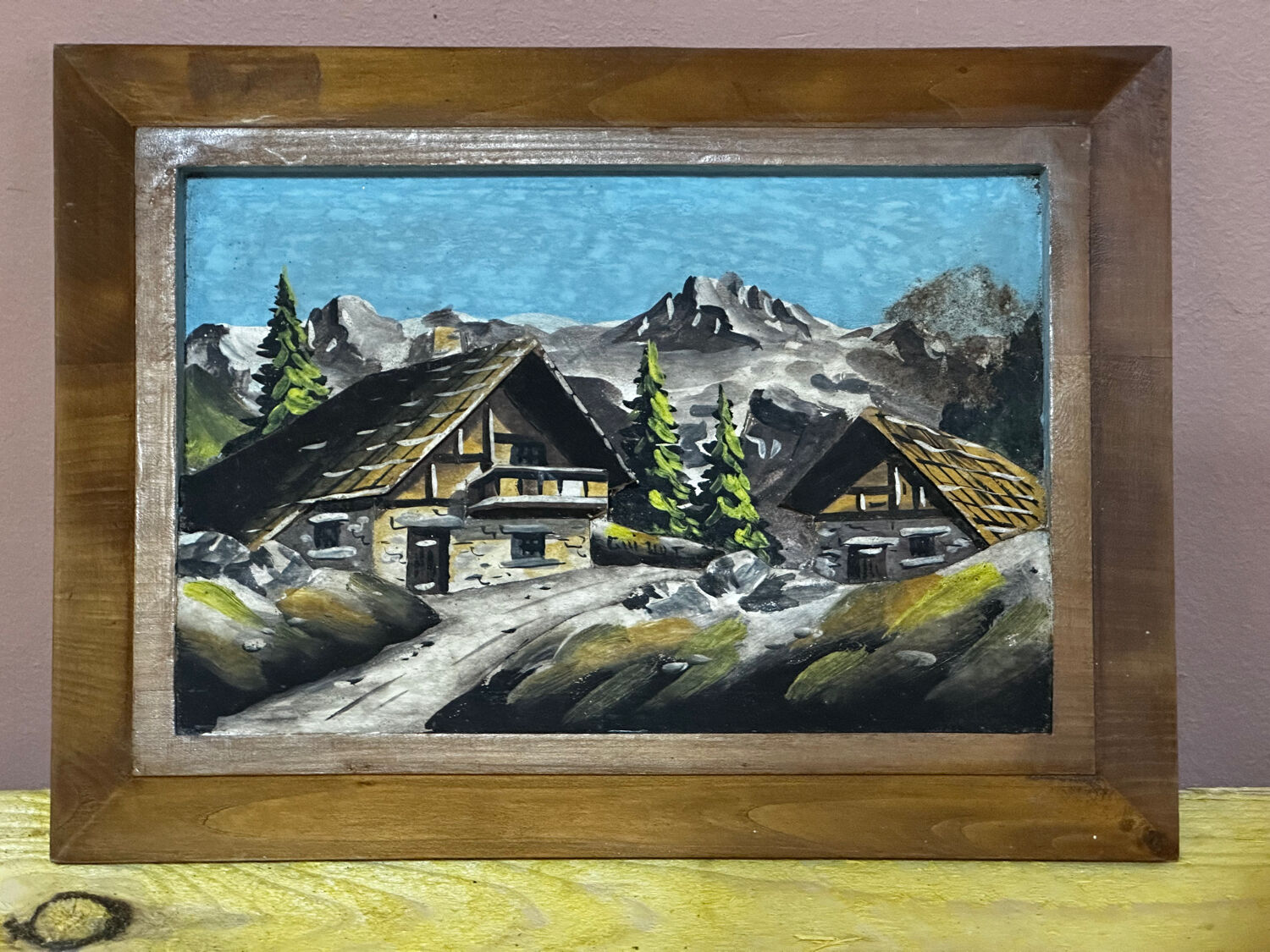 Vintage Carved and Painted Alpine Panel - 23 / 32 cm