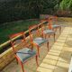 Rare - Set of 4 Louis Philippe/restoration style chairs with medallion - Colour blue / cherry wood
