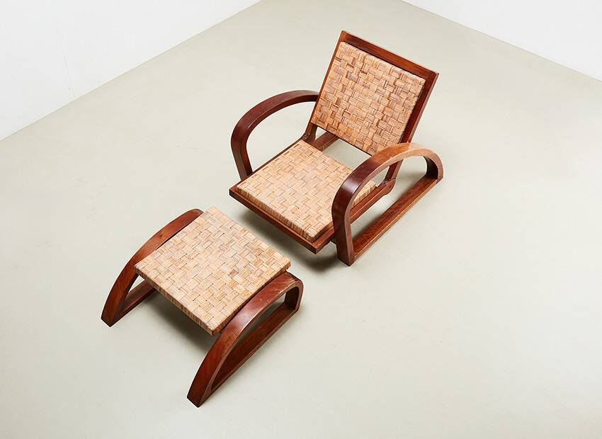 Francis Jourdain Lounge Chair + Ottoman France 1920s