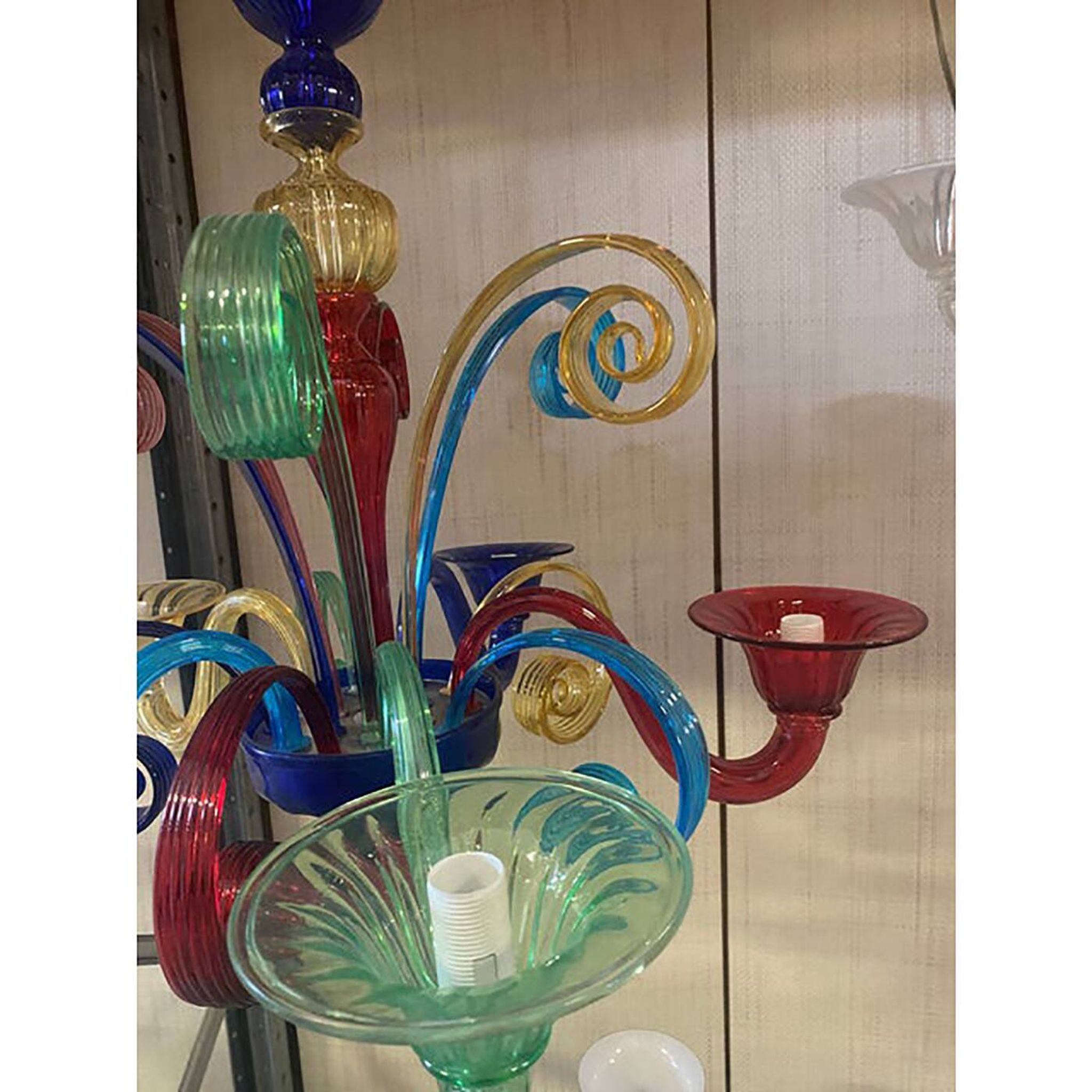 Murano Multicolors Glass Chandelier Random Colors 5 Arms