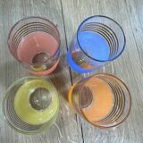 Lot de verres orangeade givrés multicolores