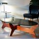 Scandinavian coffee table, rosewood and smoked glass, 1960