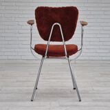 Fauteuil danois des années 1960, état d'origine, accoudoirs en bois de teck, acier chromé.
