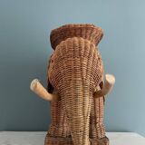 Side table, vintage rattan elephant end table