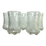 5 vintage relief decor glasses