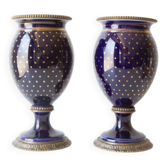 Paire vases porcelaine goût Sèvres vers 1900